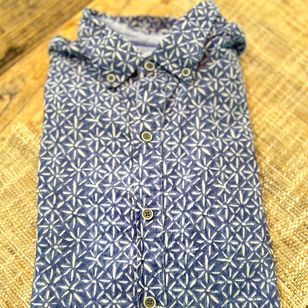 🟦EUC - CHARLESTON THREADS SS BUTTON DOWN SHIRT - LINEN - SIZE LARGE🟦